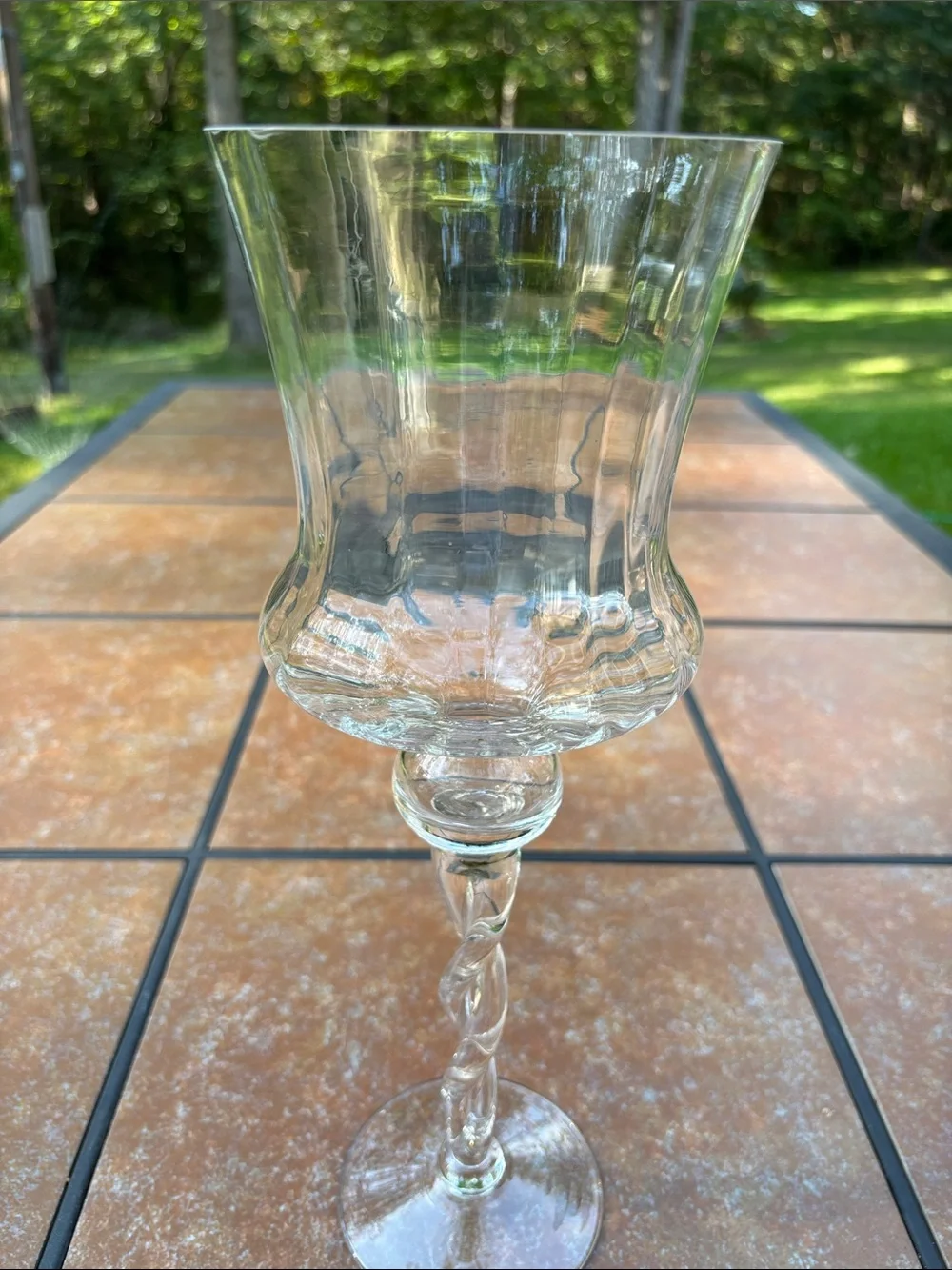 Stemmed Clear Crystal Hurricane Candle Holder/Vase 14 Inches Tall